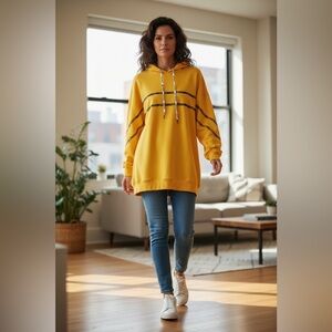 LF BSBW Yellow Graphic Hoodie Dress.
Size S